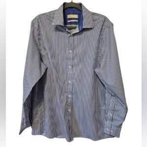 Michael Kors Blue and White Striped Non-Iron Regular Fit Shirt Men's Size 16.5